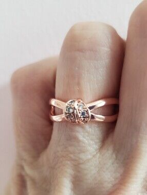 NEW, Dainty Rose Gold Infinity Knot Ring, Gold Over Stamped 925 Silver, Sz 7, .